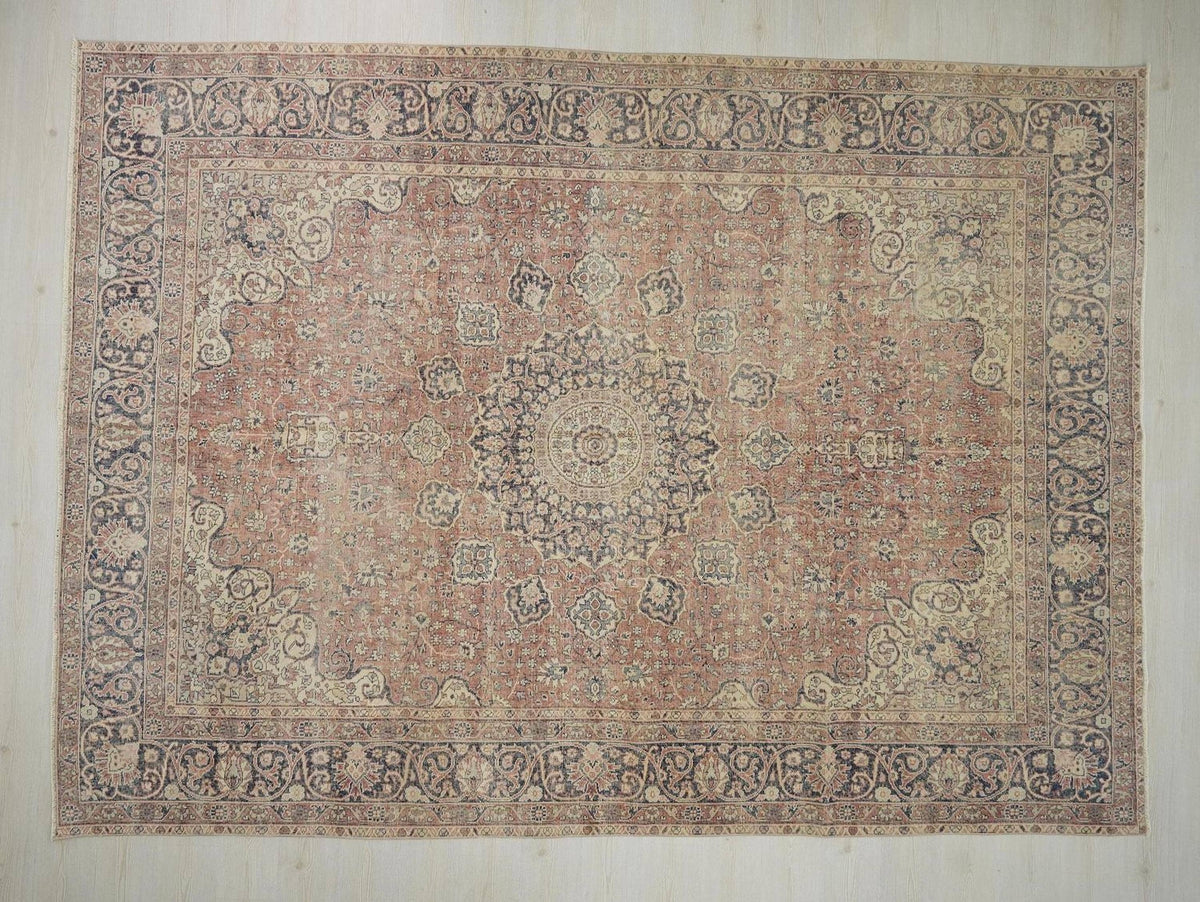 Vintage Handmade Wool Oushak Rug: 8.5x12 Turkish Oversize Carpet,Bohemian Home Living Rugs.