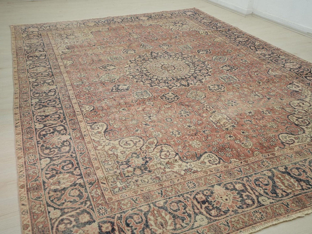 Vintage Handmade Wool Oushak Rug: 8.5x12 Turkish Oversize Carpet,Bohemian Home Living Rugs.