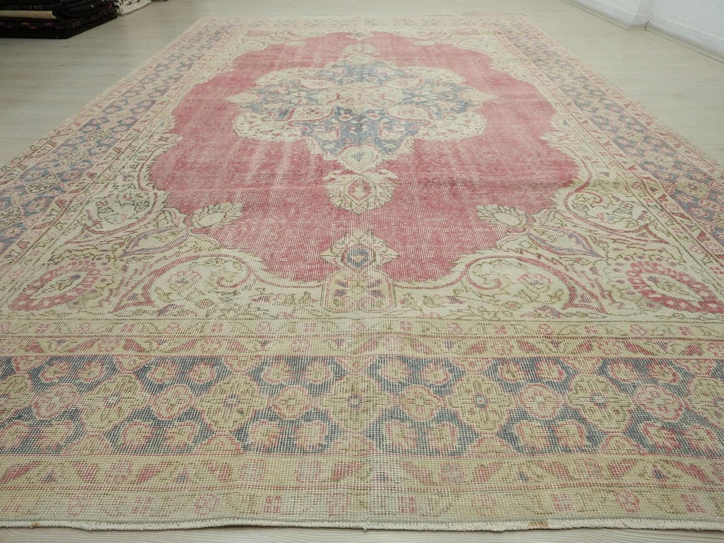 8x12 Oversize Vintage Oushak Rug: Mid-Century Modern Turkish Wool Carpet Rugs,Scandinavian Style.