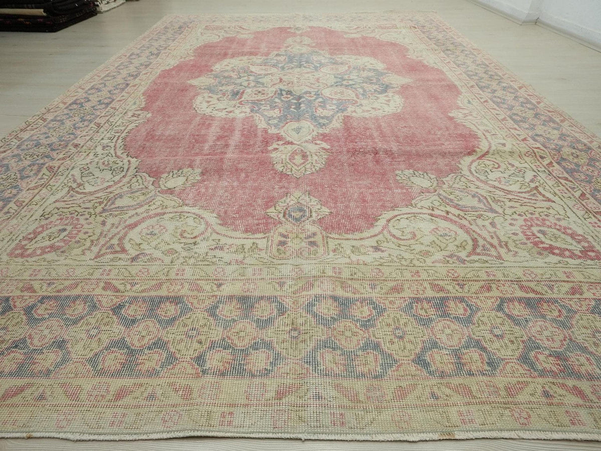 8x12 Oversize Vintage Oushak Rug: Mid-Century Modern Turkish Wool Carpet Rugs,Scandinavian Style.