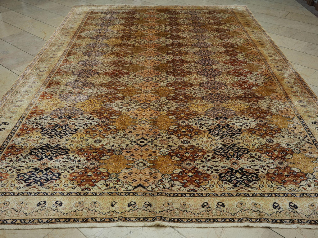 Floss Silk Turkish Rug,8x12 Terracotta Cream Antique Soft Carpet.
