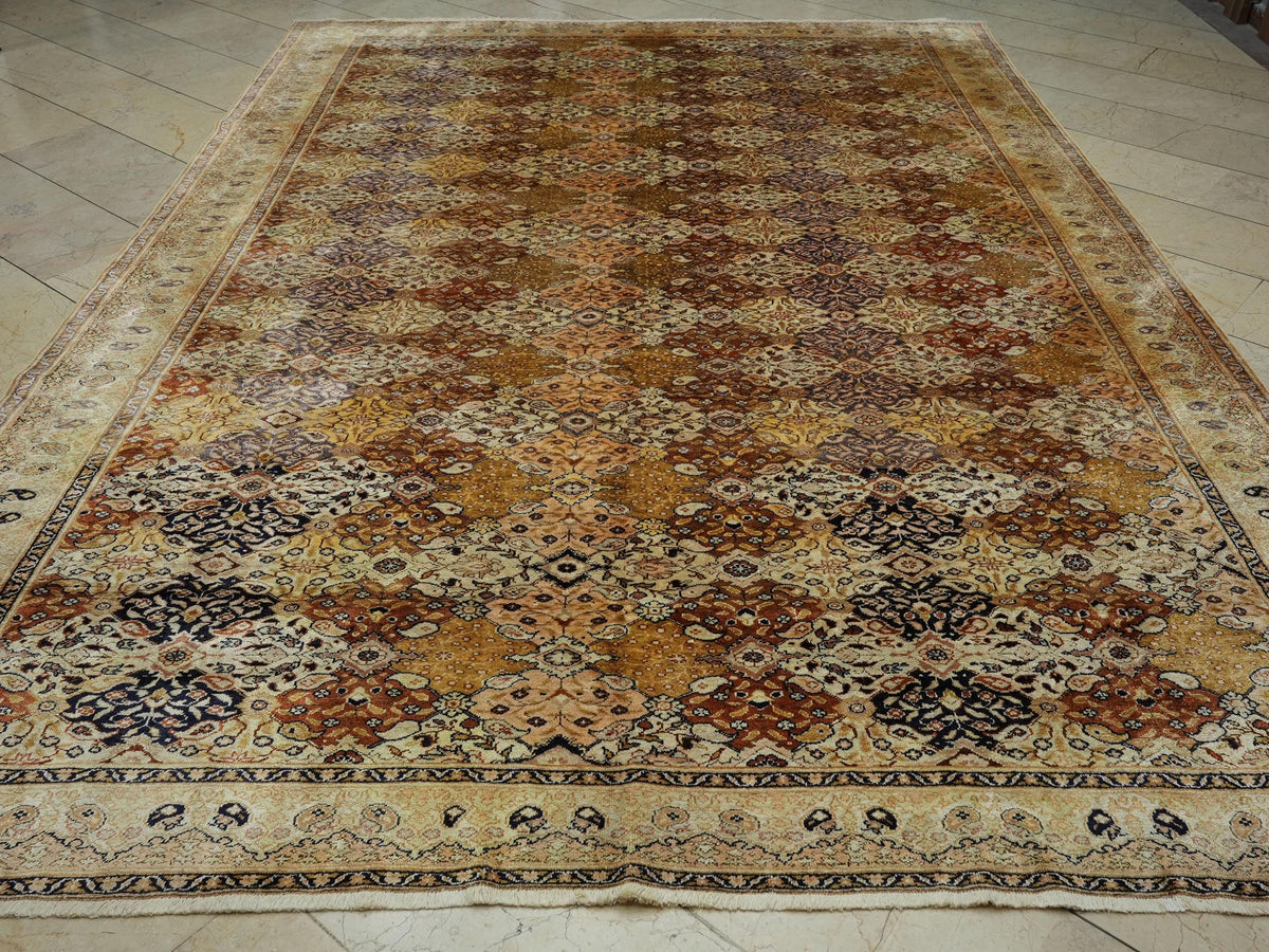 Floss Silk Turkish Rug,8x12 Terracotta Cream Antique Soft Carpet.