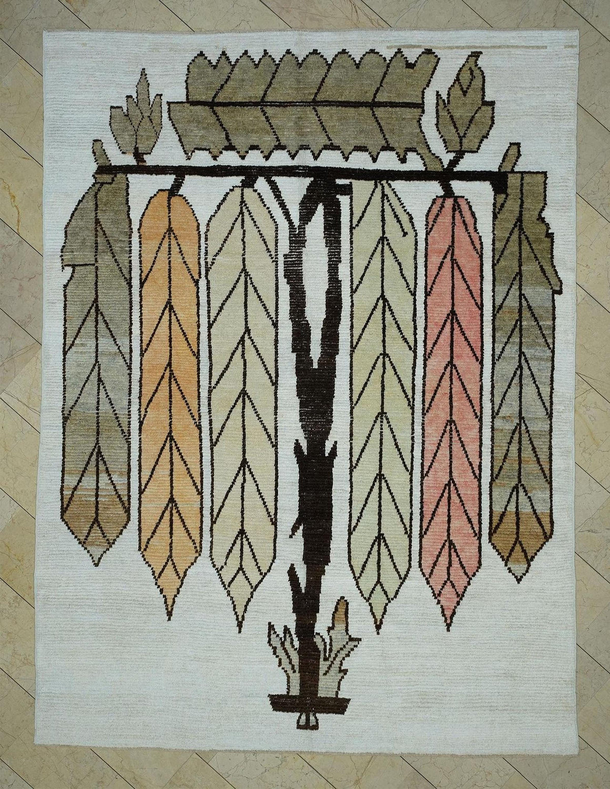 Tree Of Life Design Rugs: Hemp & Wool Woven Contemporary Home Living Decor Rug, 8x10.6