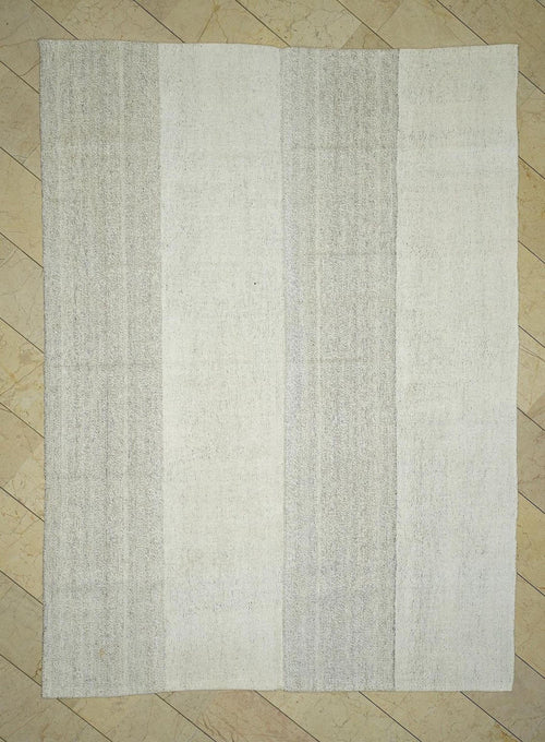 7x10 Summer Decor: Scandinavian Style Turkish Kilim Rug, Gray & White Home Living Floor Rugs.