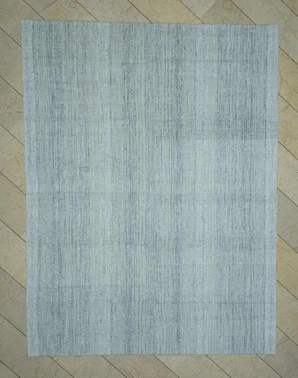 Ivory Turkish Kilim Rug: Scandinavian Style Flat Weave (7.2"x9.6")