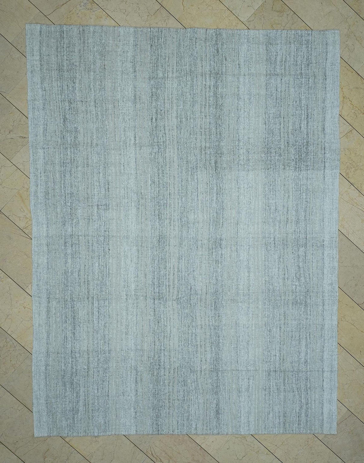 Ivory Turkish Kilim Rug: Scandinavian Style Flat Weave (7.2"x9.6")