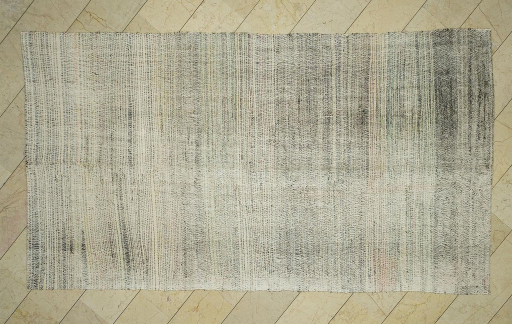 Handmade Turkish Kilim Rug 6x11: Minimalist Flat Weave Cotton & Goat Hair Rugs