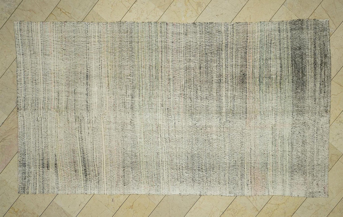 Handmade Turkish Kilim Rug 6x11: Minimalist Flat Weave Cotton & Goat Hair Rugs