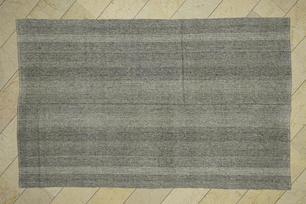Minimalist Gray Turkish Kilim Rug,6x10,Handmade Cotton & Goat Hair Rugs