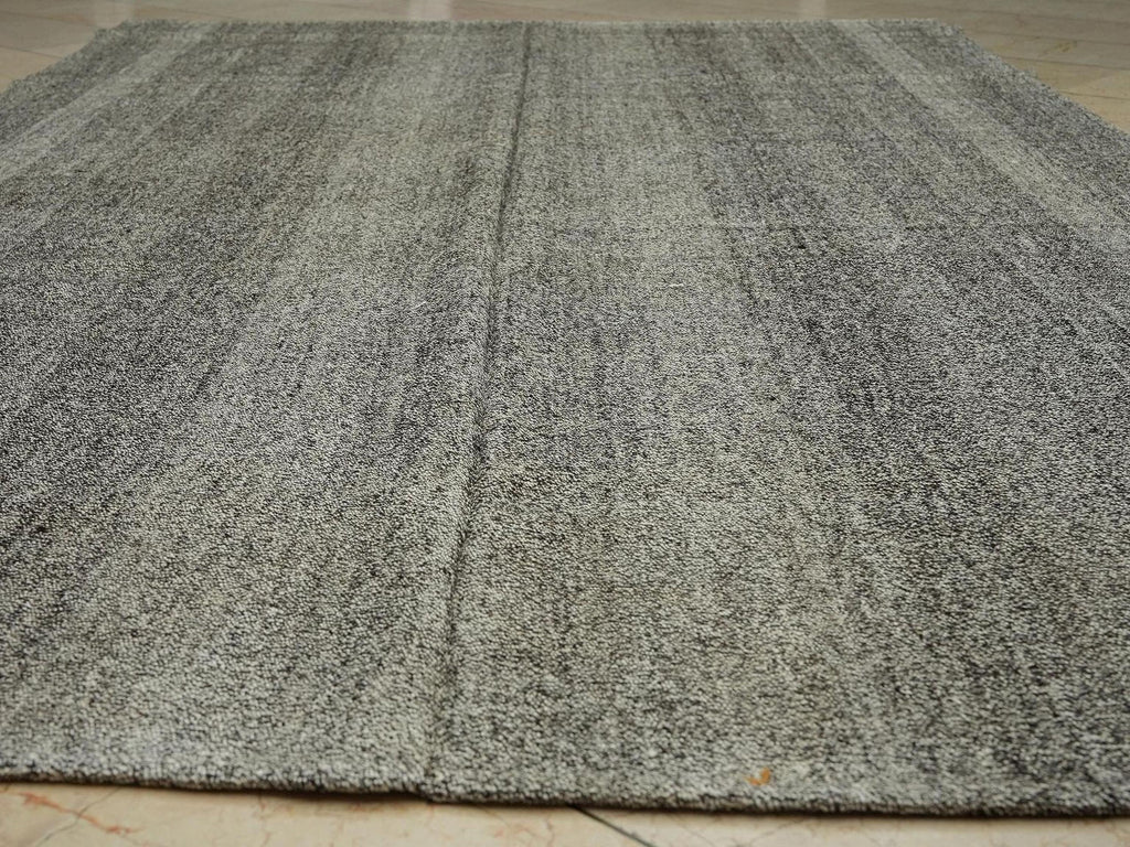 Minimalist Gray Turkish Kilim Rug,6x10,Handmade Cotton & Goat Hair Rugs