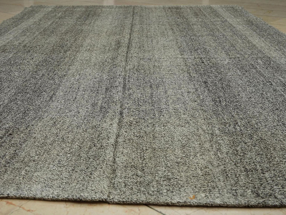 Minimalist Gray Turkish Kilim Rug,6x10,Handmade Cotton & Goat Hair Rugs