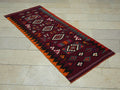 Small Size Handmade Kilim Rug Runner: 2.7x7 ft, Christmas Gift Rugs.
