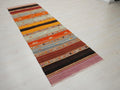 Minimalist Stripe Antique Kilim Rug Runner: Turkish Wool Rugs 2,5x8,4 Ft