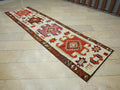 Vintage Turkish Kilim Rug Runner: Handmade Wool, Pink & White (3"x11,3")