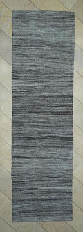 Handwoven Gray Kilim Rug Runner: Cotton Goat Hair Mix (3x10.5 ft)