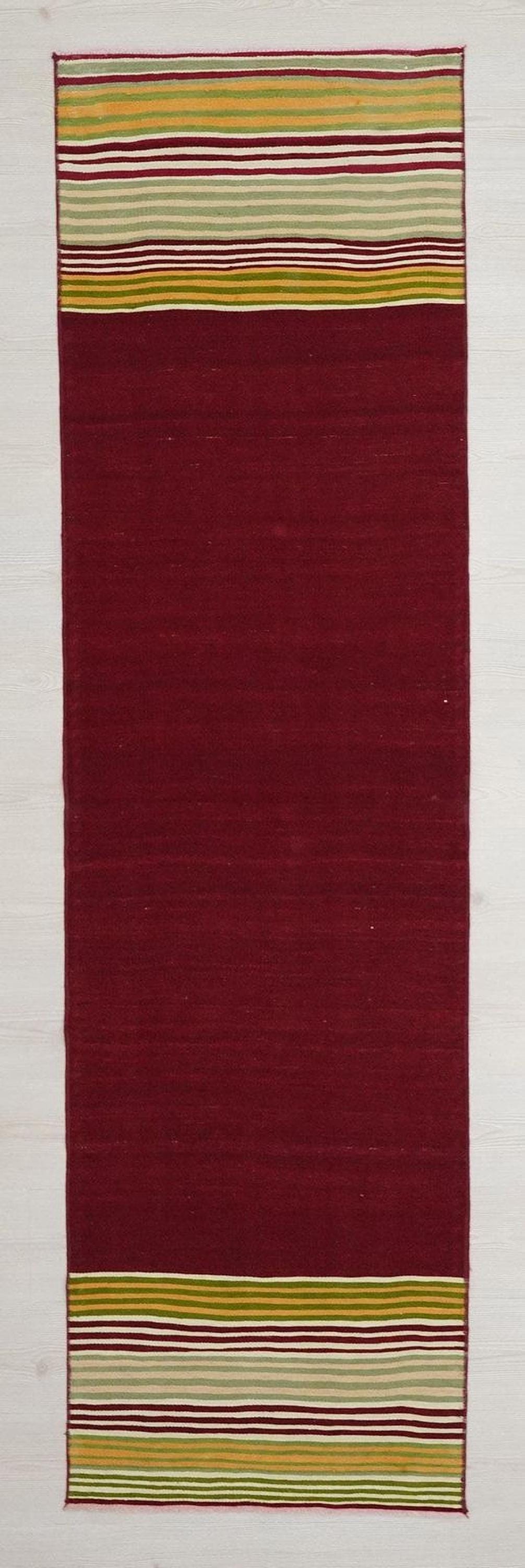 2x8 Christmas Gift Vintage Turkish Kilim Rug Runner: Red Wool Flat Weave Rugs.