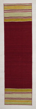 2x8 Christmas Gift Vintage Turkish Kilim Rug Runner: Red Wool Flat Weave Rugs.