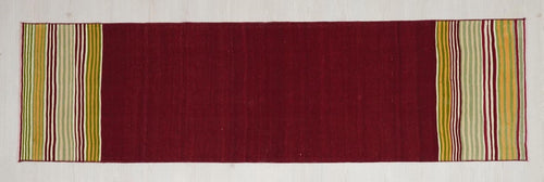 2x8 Christmas Gift Vintage Turkish Kilim Rug Runner: Red Wool Flat Weave Rugs.