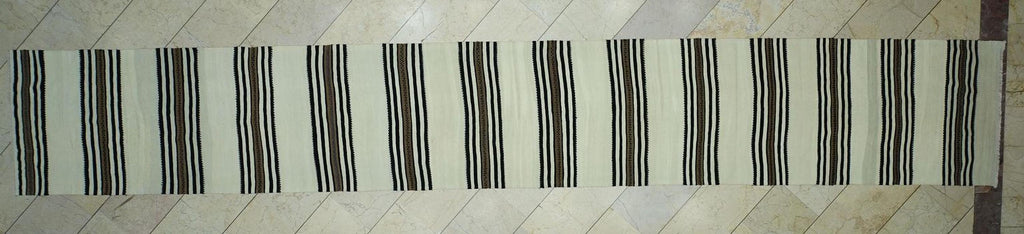 Extra Long Stairs Decor Kilim Rug Runner: Brown & Cream Rugs, 2.7x18 ft,