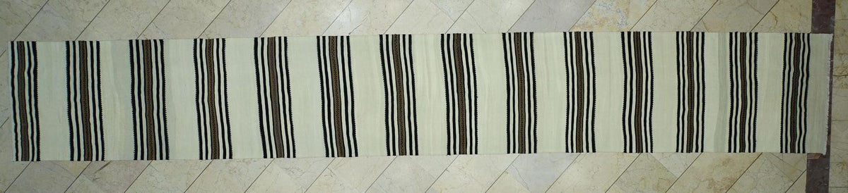 Extra Long Stairs Decor Kilim Rug Runner: Brown & Cream Rugs, 2.7x18 ft,