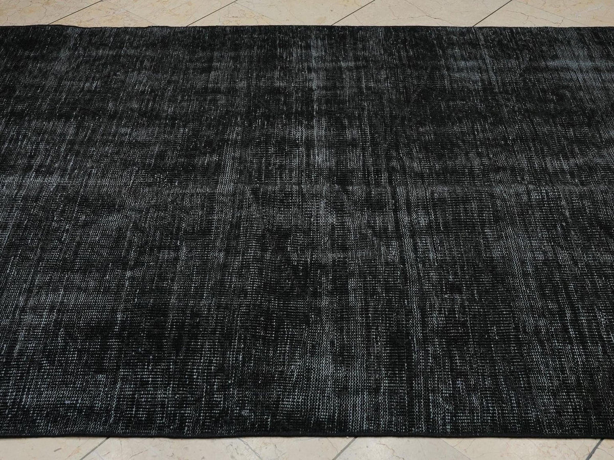 Overdyed Plain Black - Vintage Oushak Rug: 4.5x9 Feet,Turkish Area Rugs - Moody Decor.