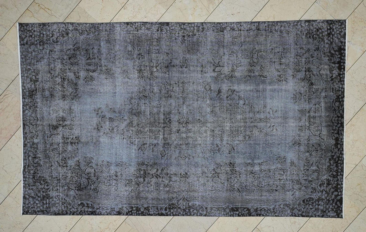 Overdyed Gray Vintage Oushak Rug - 5.5x9.2 Ft,Moody Decor Carpet,Turkish Area Rugs.