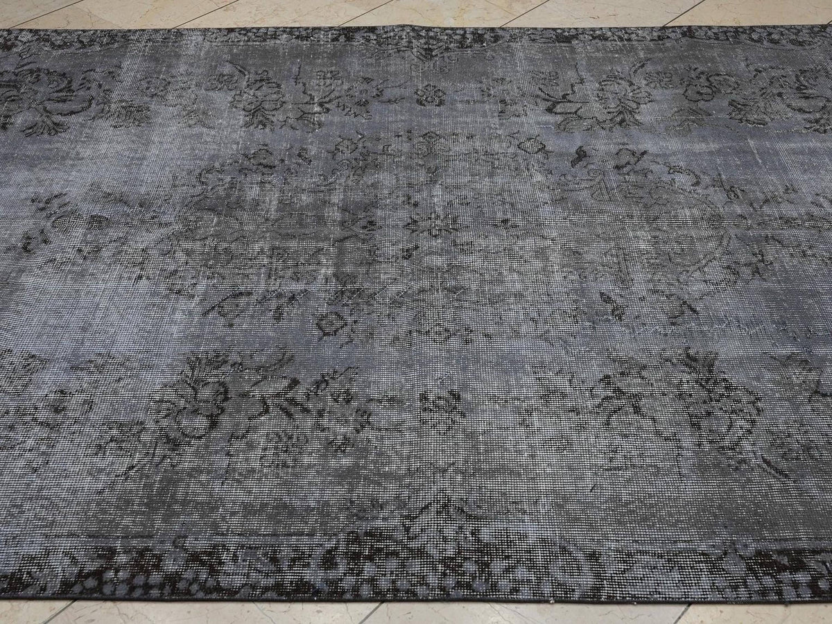 Overdyed Gray Vintage Oushak Rug - 5.5x9.2 Ft,Moody Decor Carpet,Turkish Area Rugs.