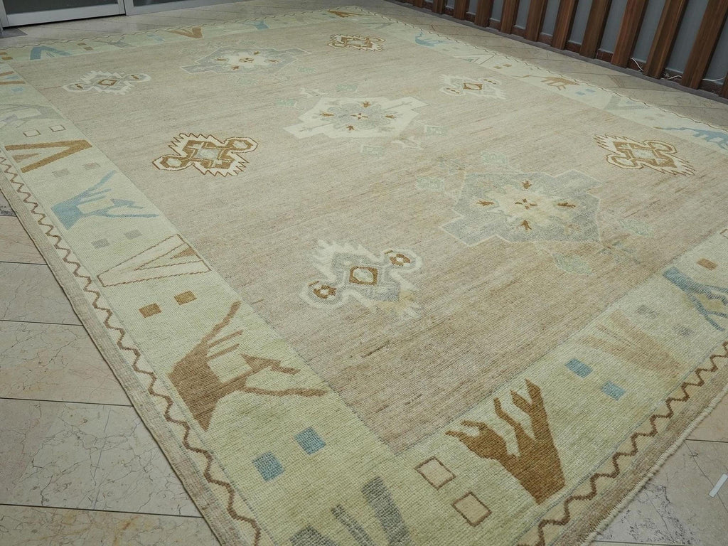 12x15 Kars Rug: Light Brown & Green Turkish Carpet,Luxury Home Living Decor Rugs.