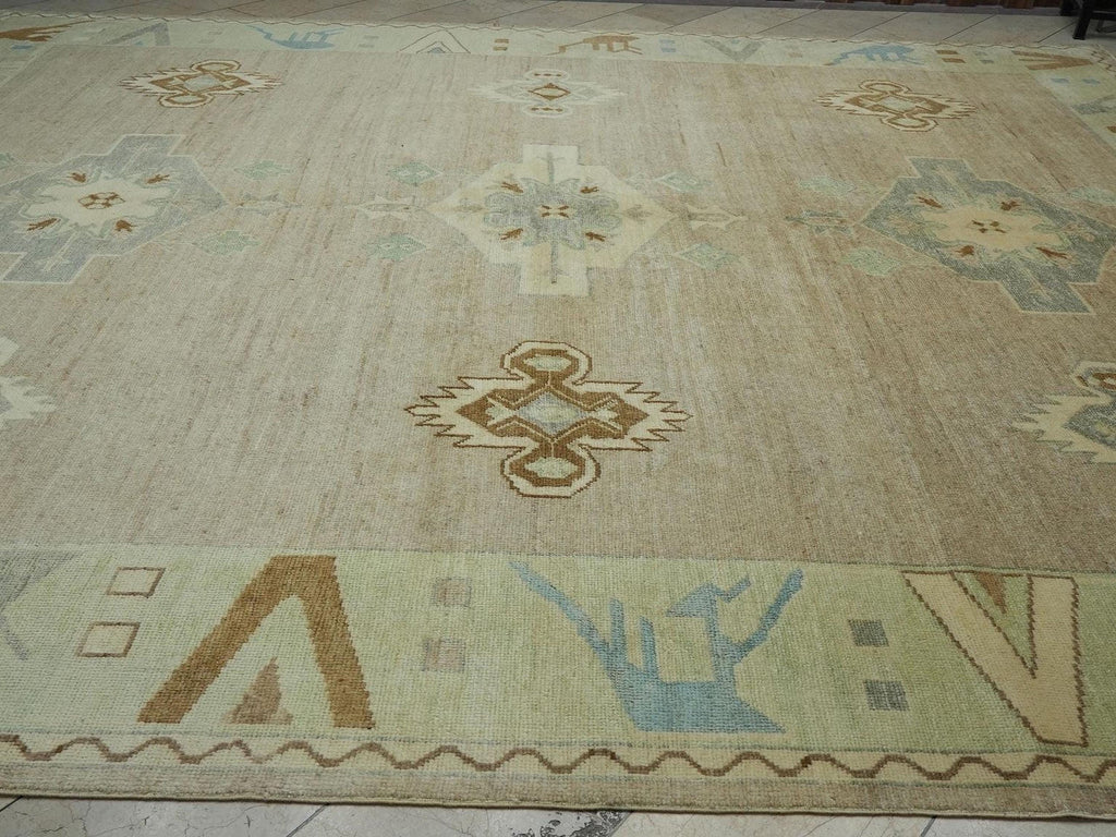 12x15 Kars Rug: Light Brown & Green Turkish Carpet,Luxury Home Living Decor Rugs.