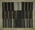 1960s Turkish Kilim Rug: 9x10 Broken Stripe, Anatolian Goat Hair Rugs