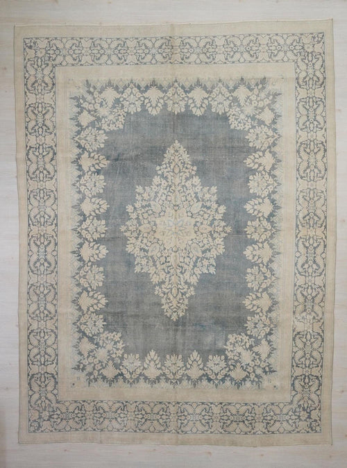10x13 Oversize Gray-Blue Oushak Rug: Seasonal Home Decor Handwoven Vintage Carpet Rugs.
