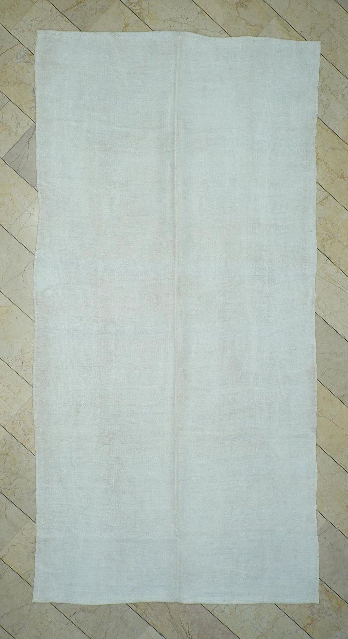 Minimalist Off White Hemp Kilim Rug: 5.8"x11.6" Turkish Flat Woven Rugs