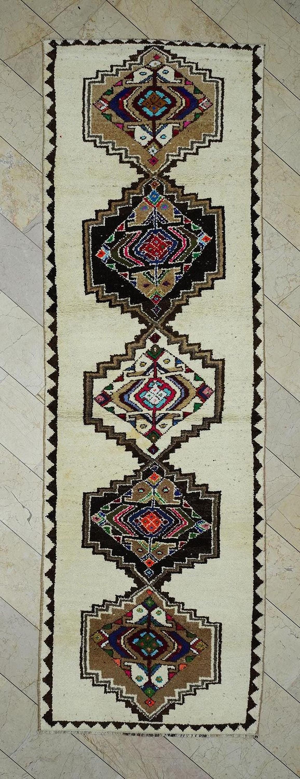 Vintage Turkish Wool Rug Runner: 4x12 Mid-Century Modern Home Hallway Decor Rugs