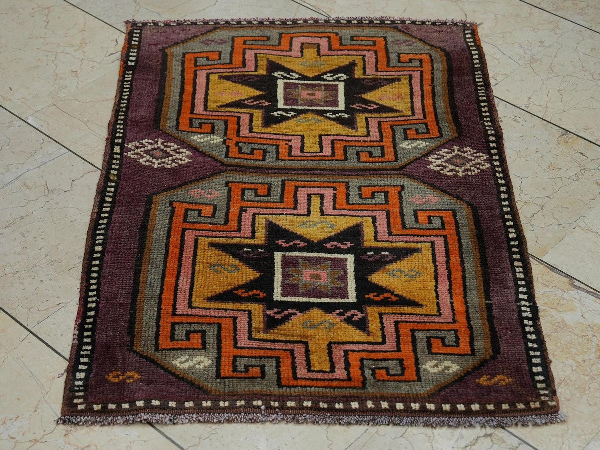 1940s Antique Small Size Turkish Kars Area Carpet Rug:2.2x3.3 Feet,Wall Hanging Rugs