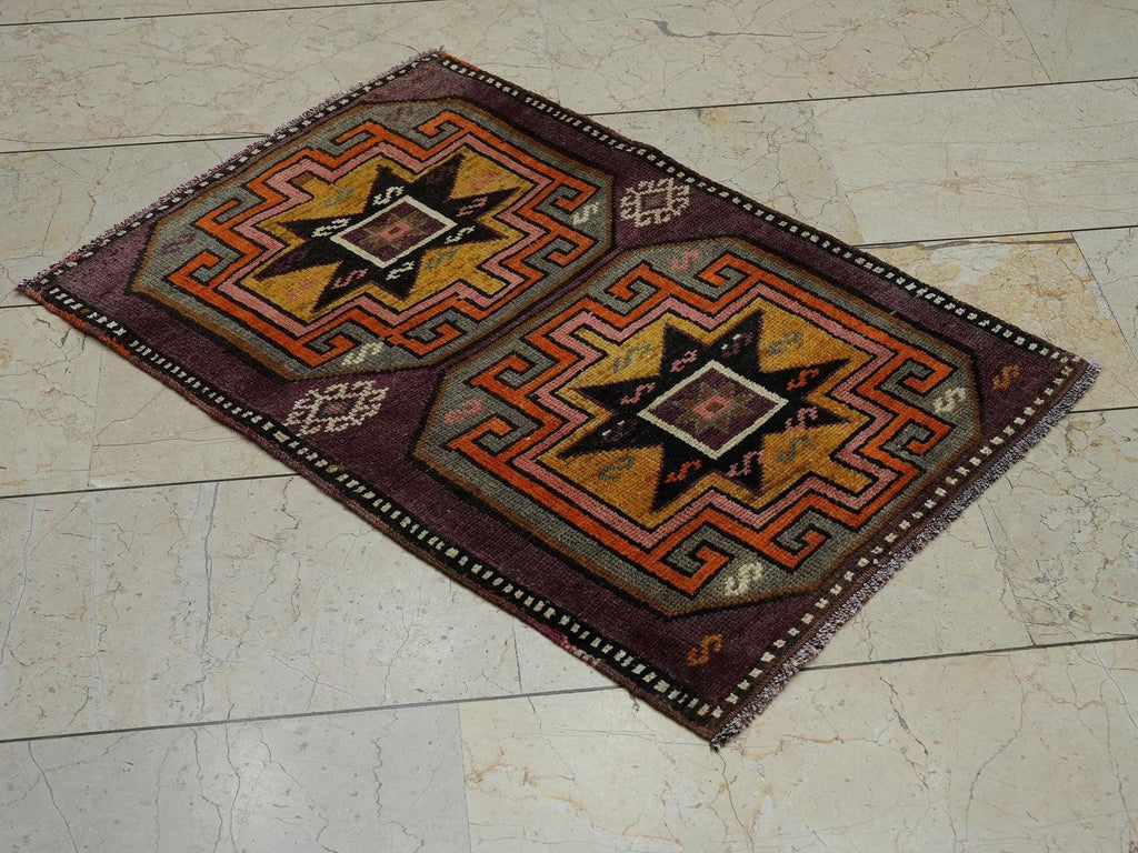 1940s Antique Small Size Turkish Kars Area Carpet Rug:2.2x3.3 Feet,Wall Hanging Rugs