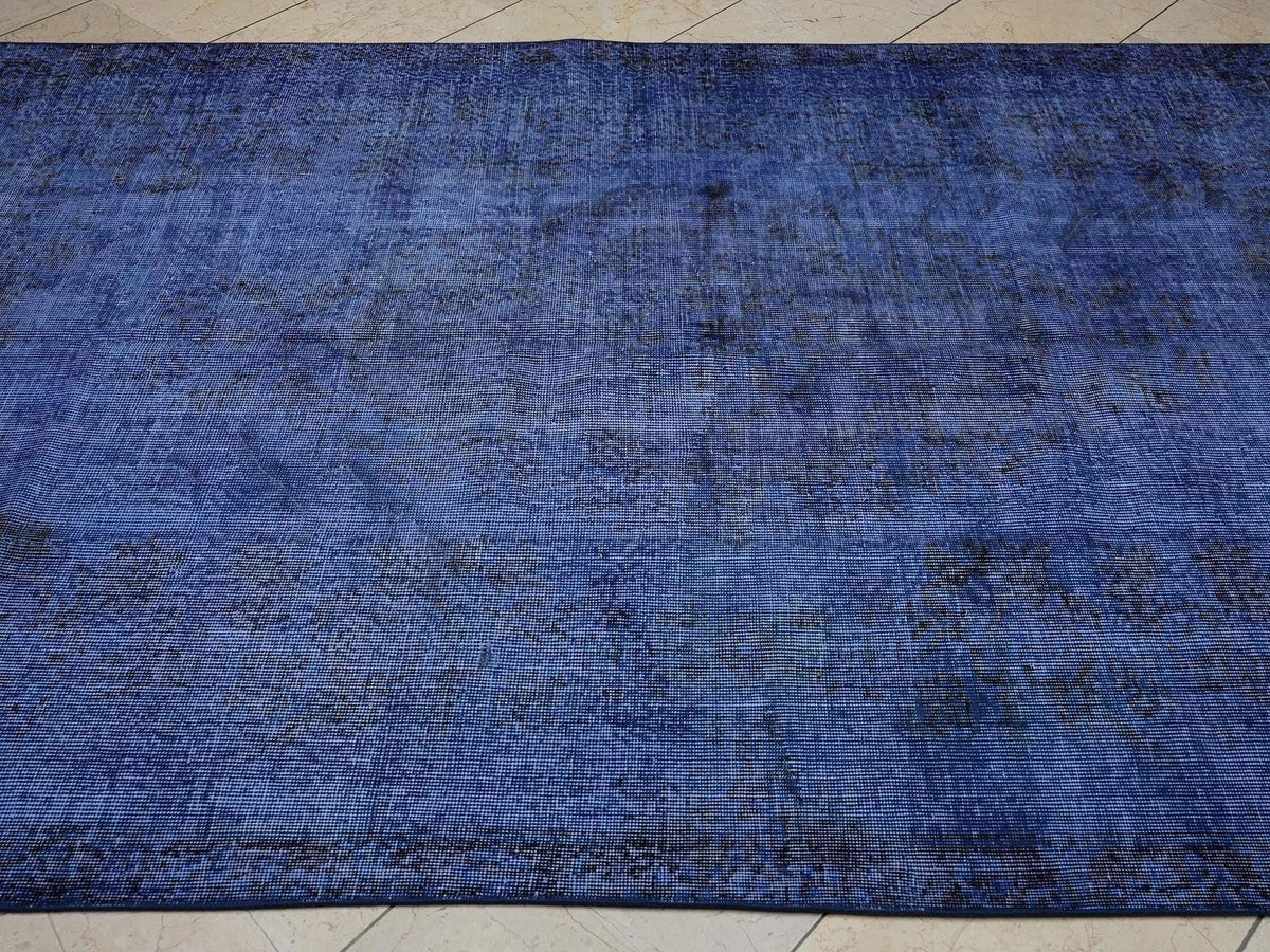 Vintage Overdyed Blue Oushak Rug - 5.5x8.5 Feet,Bohemian Style Home Living Decor Turkish Rugs.