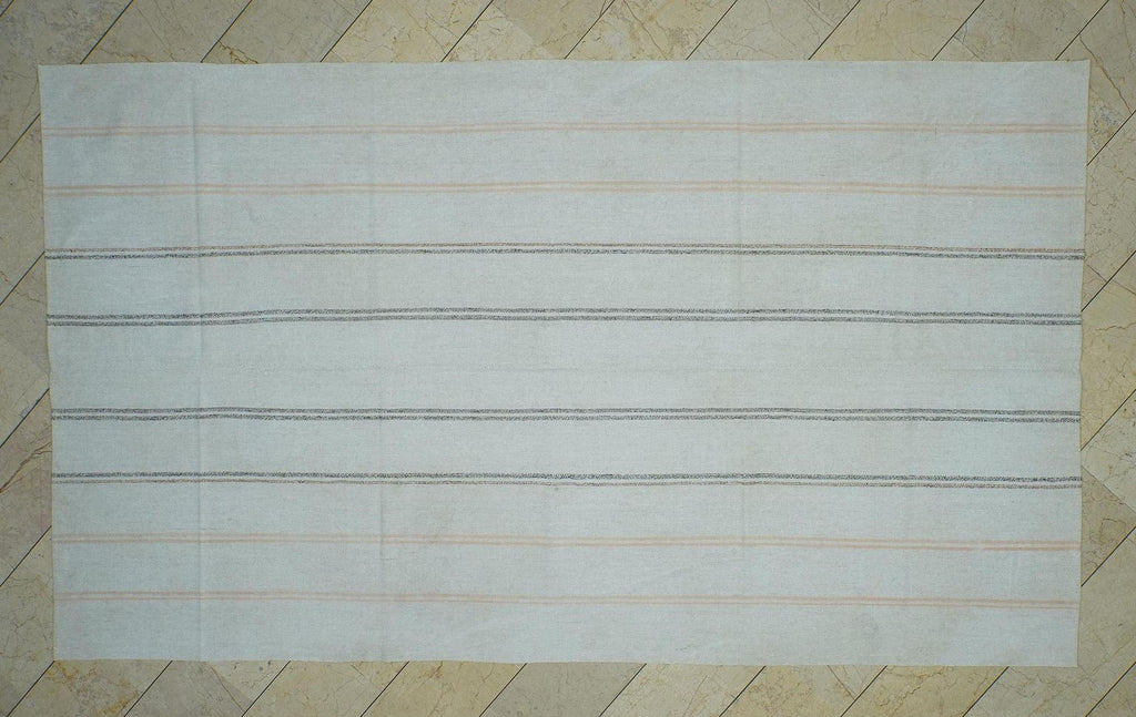 Sweden Style Striped Turkish Kilim Rug,7x12 Natural ivory Gray Home Living Decor Rugs