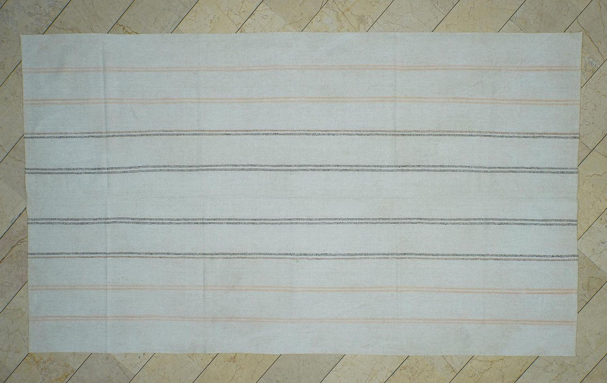 Sweden Style Striped Turkish Kilim Rug,7x12 Natural ivory Gray Home Living Decor Rugs