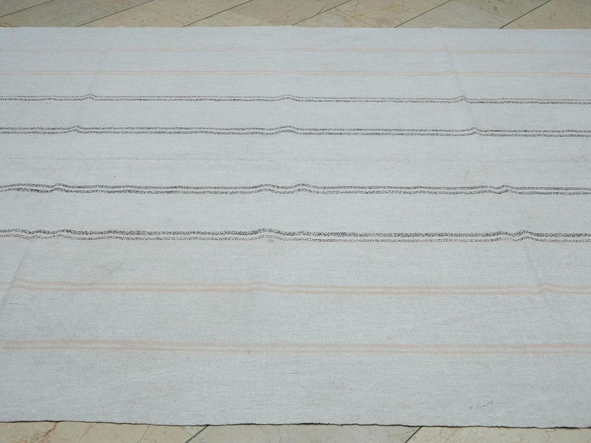 Sweden Style Striped Turkish Kilim Rug,7x12 Natural ivory Gray Home Living Decor Rugs