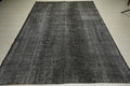 6x9 Vintage Black Goat Hair Kilim Rug: Undyed Flat Weave Rugs