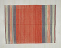 Red Turkish Kilim Rug: 1950s Handmade Flat Weave, Bohemian Decor (4.9x6.4 ft)