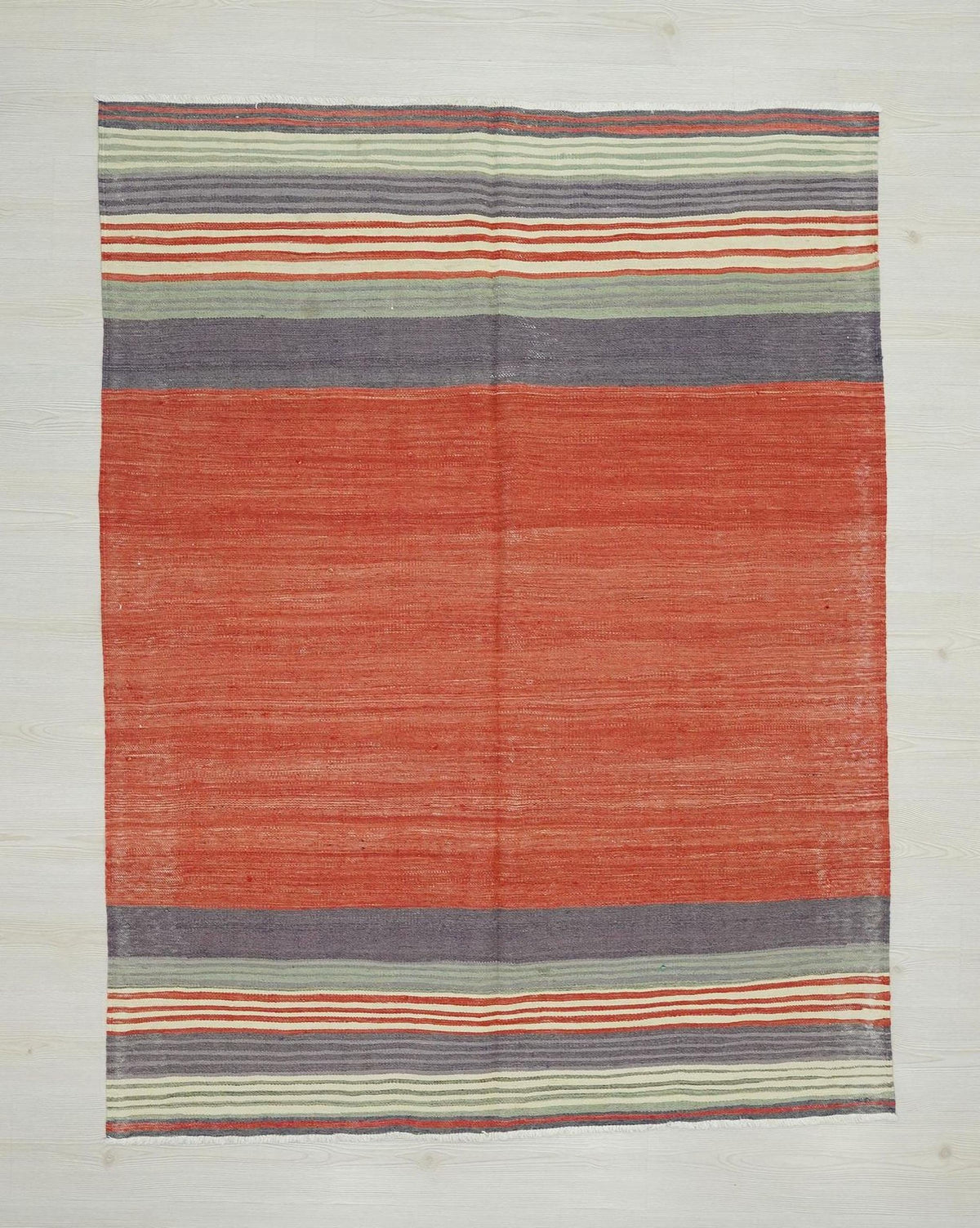 Red Turkish Kilim Rug: 1950s Handmade Flat Weave, Bohemian Decor (4.9x6.4 ft)