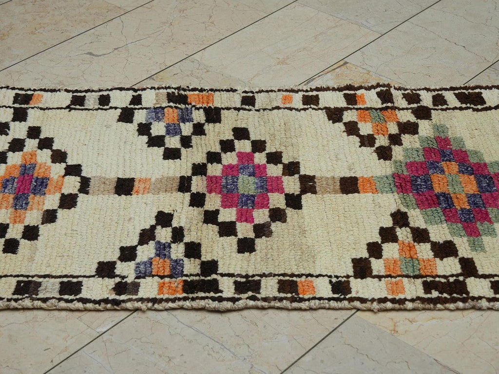 Neutral Color Handmade Wool Rug Runner: Mid Century Modern Farmhouse Decor Rugs, 2.6x10.9 Ft