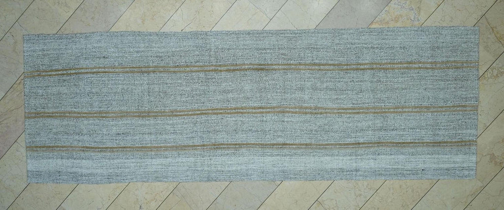 4x12 Flat Weave Gray Turkish Kilim Rug Runner:Mid Century Modern Wide & long Rugs.