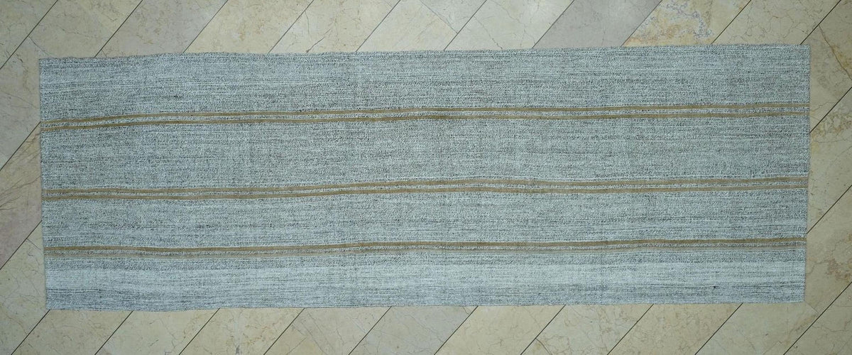 4x12 Flat Weave Gray Turkish Kilim Rug Runner:Mid Century Modern Wide & long Rugs.
