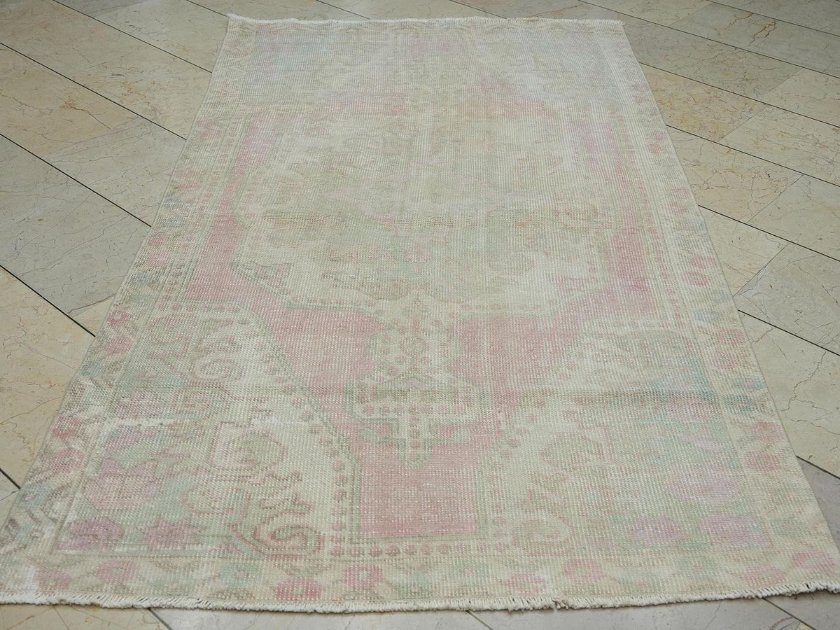 4x7 Seasonal Decor: Vintage Turkish Oushak Rug,one of a kind handwoven rugs