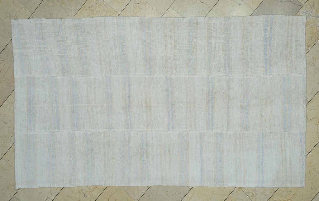 Scandinavian Home Style Handmade Hemp Kilim Rug: 5x9 Vintage Turkish Stripe Rugs.