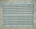 Striped Pattern Cream & Brown Turkish Wool Kilim Rug: 5x6.6 Ft,Mid Century Modern Rugs