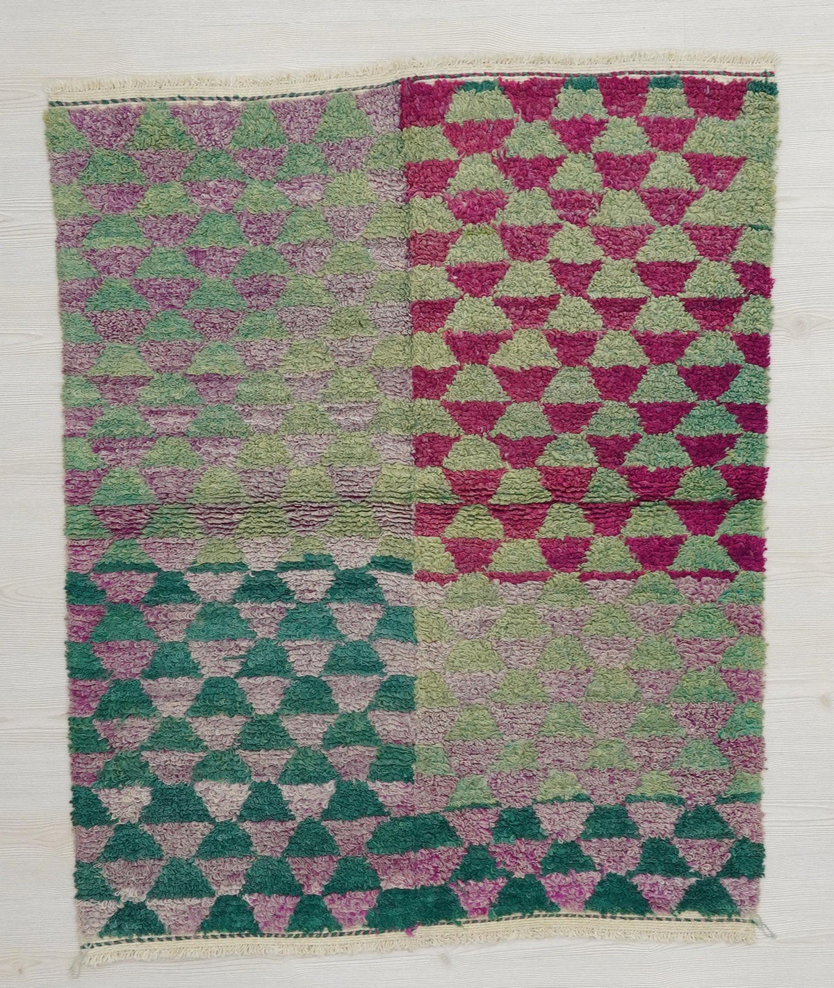 Vintage Tulu Rug: Small Purple & Green Wool Woven Home Living Decor Rugs 3.6x4.5 ft.