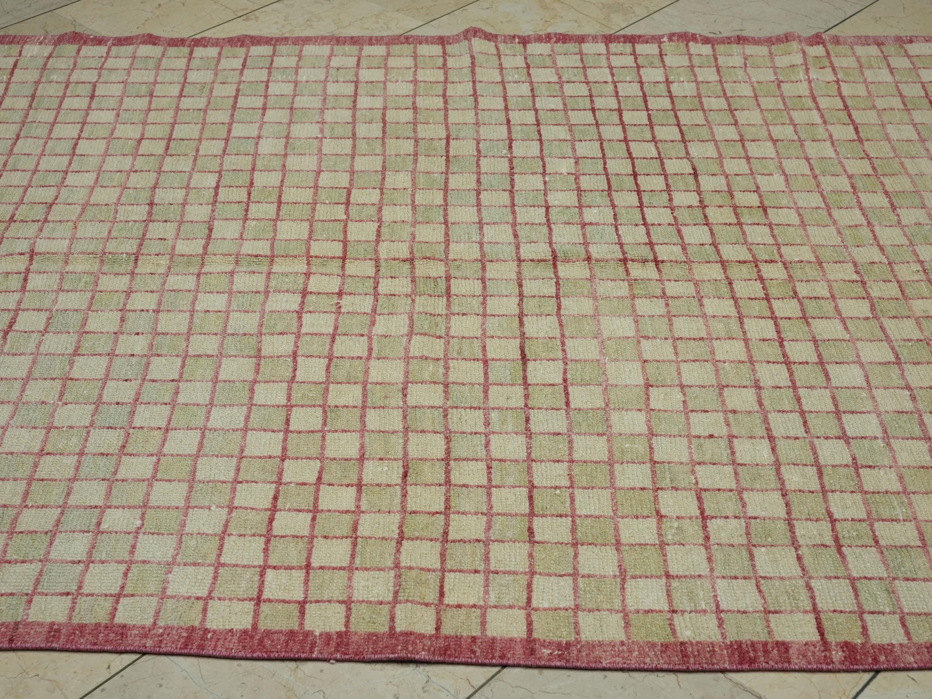 Rare Pattern Vintage Wool Turkish Rug: 5.3x8.5 Ft,Low Pile Old Oushak Rugs.